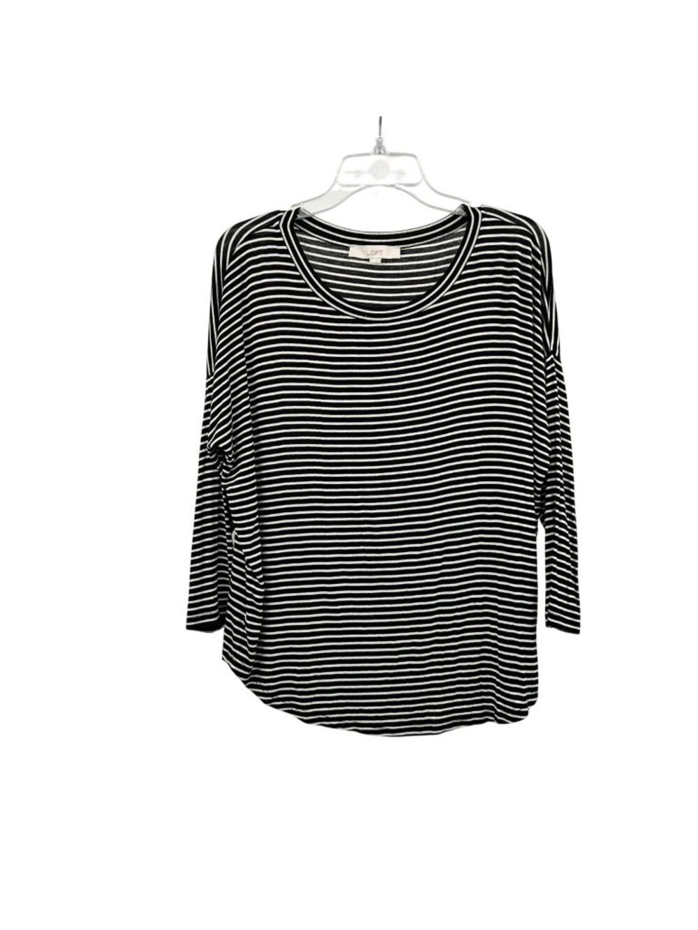 Loft Womens Striped Pullover Top 3/4 Sleeve Black/White Size Medium Lightweight